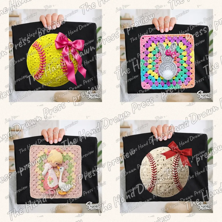 Granny Square Mega Sampler Bundle: 13 PNG designs for shirts