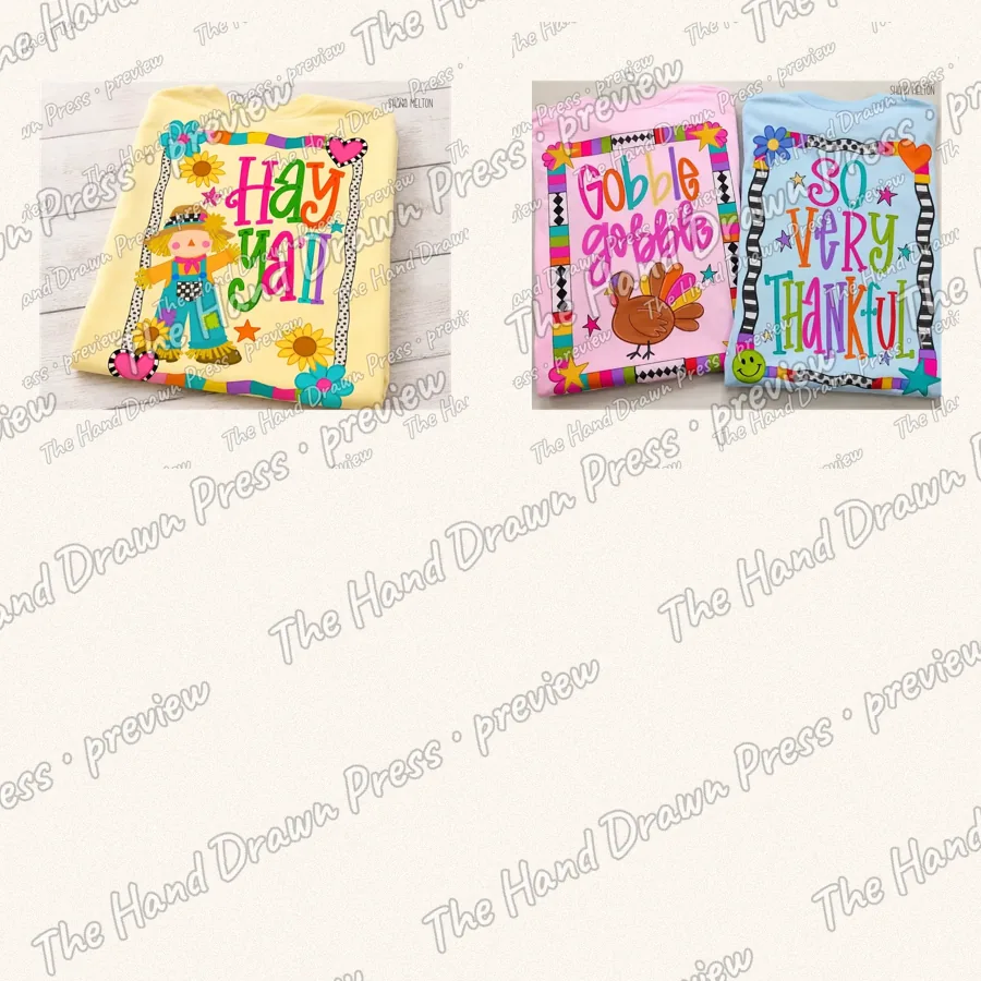 Harlequin Fall Sampler Bundle: 2 PNG designs for shirts