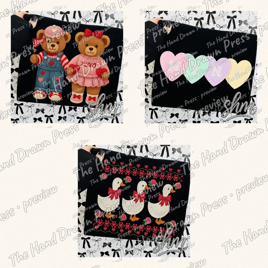 Valentine Candy Hearts Bundle: 3 PNG designs for shirts