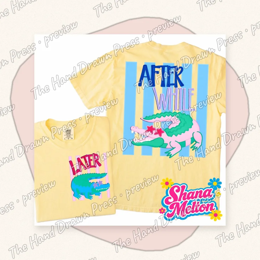 After While Crocodile hand drawn PNG design
