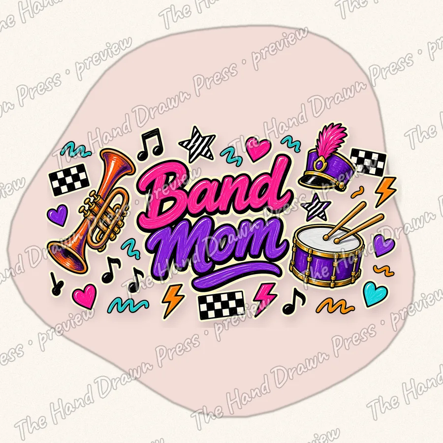 Band Mom hand drawn PNG design