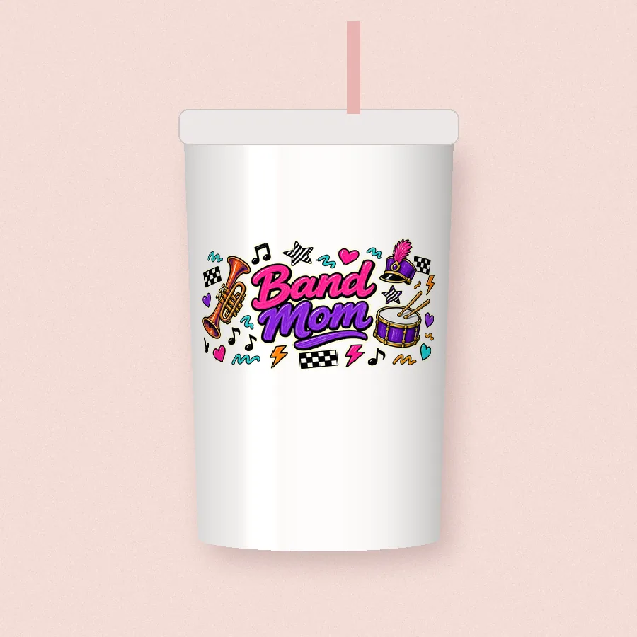 Band Mom sublimation design on a skinny tumbler