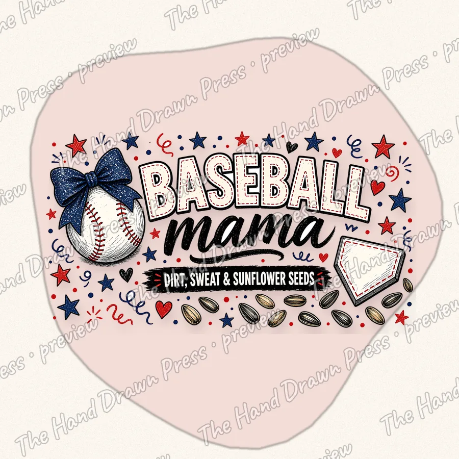 Baseball Mama hand drawn PNG design