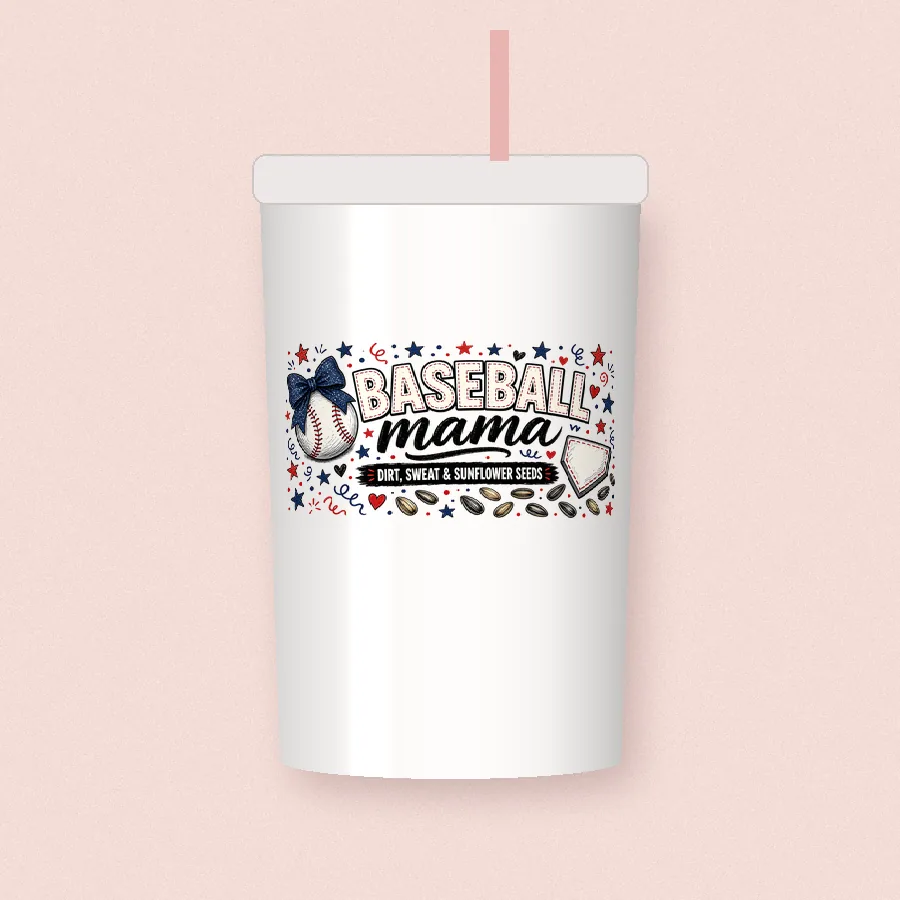 Baseball Mama sublimation design on a skinny tumbler