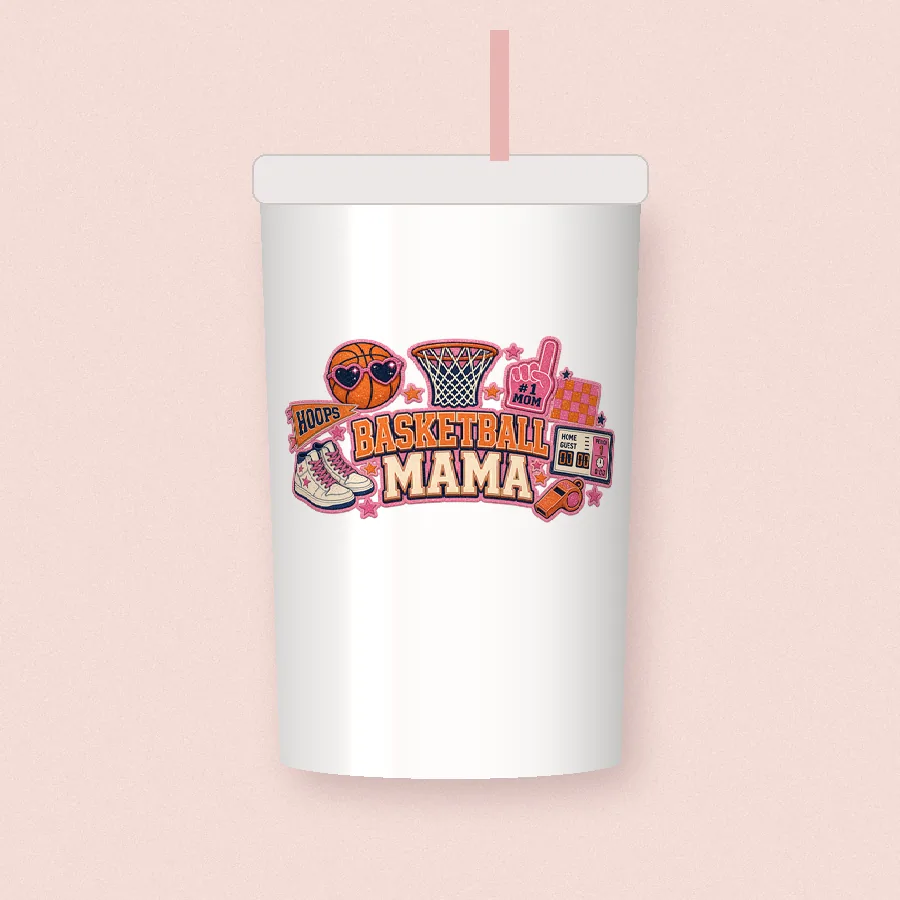 Basketball Mama Collage sublimation design on a skinny tumbler