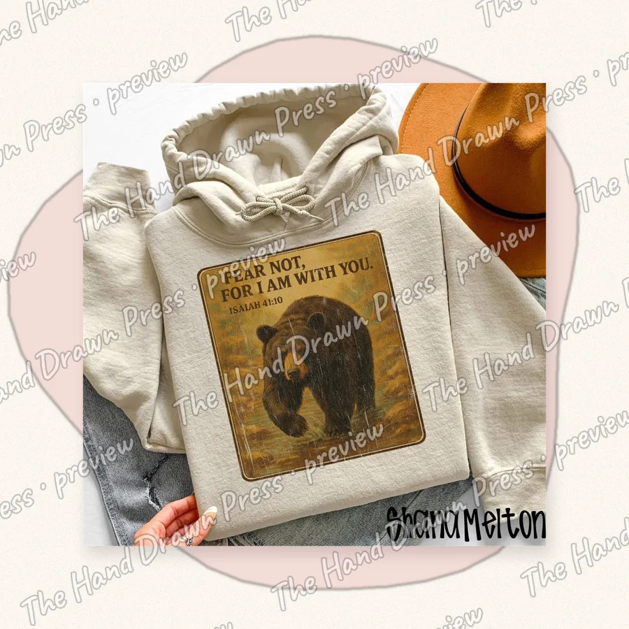 Bear Scripture Print hand drawn PNG design