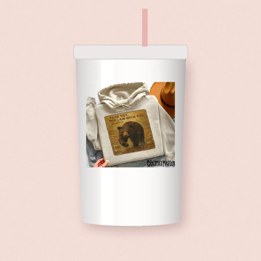 Bear Scripture Print sublimation design on a skinny tumbler