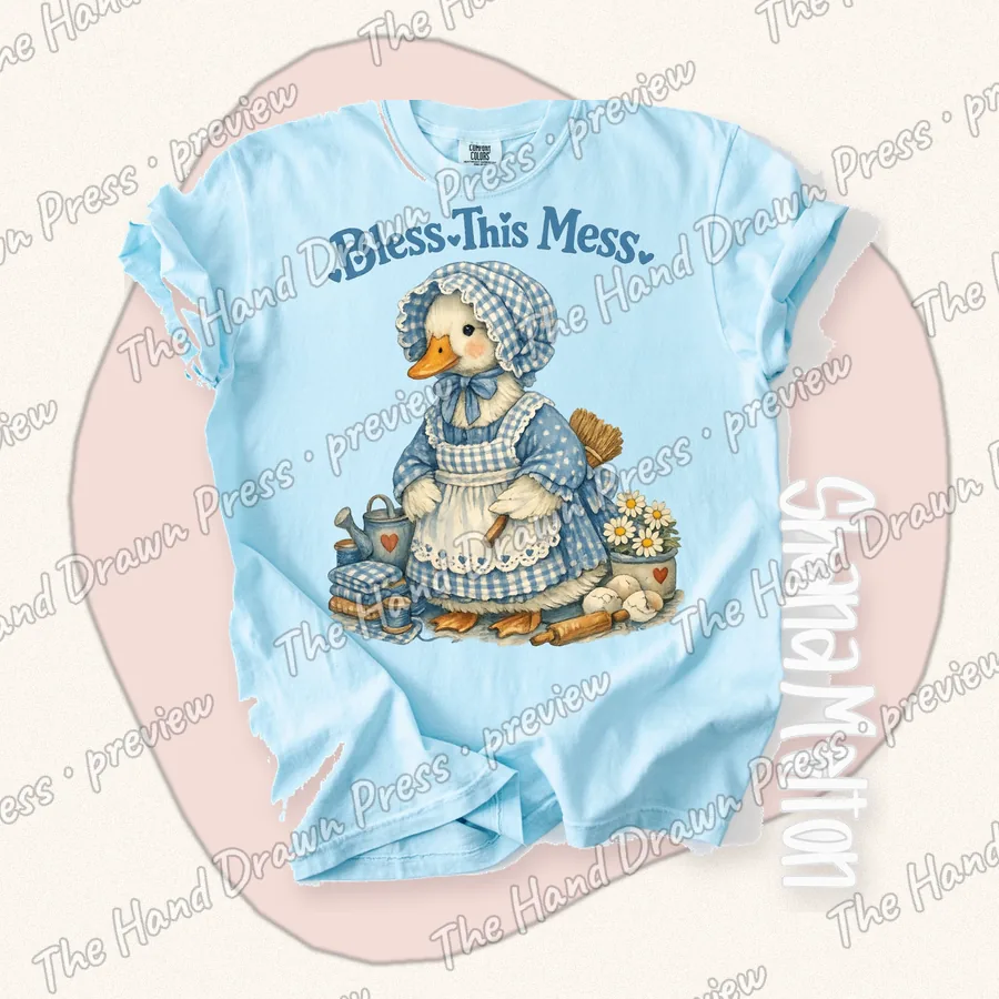 Bless This Mess Duck hand drawn PNG design