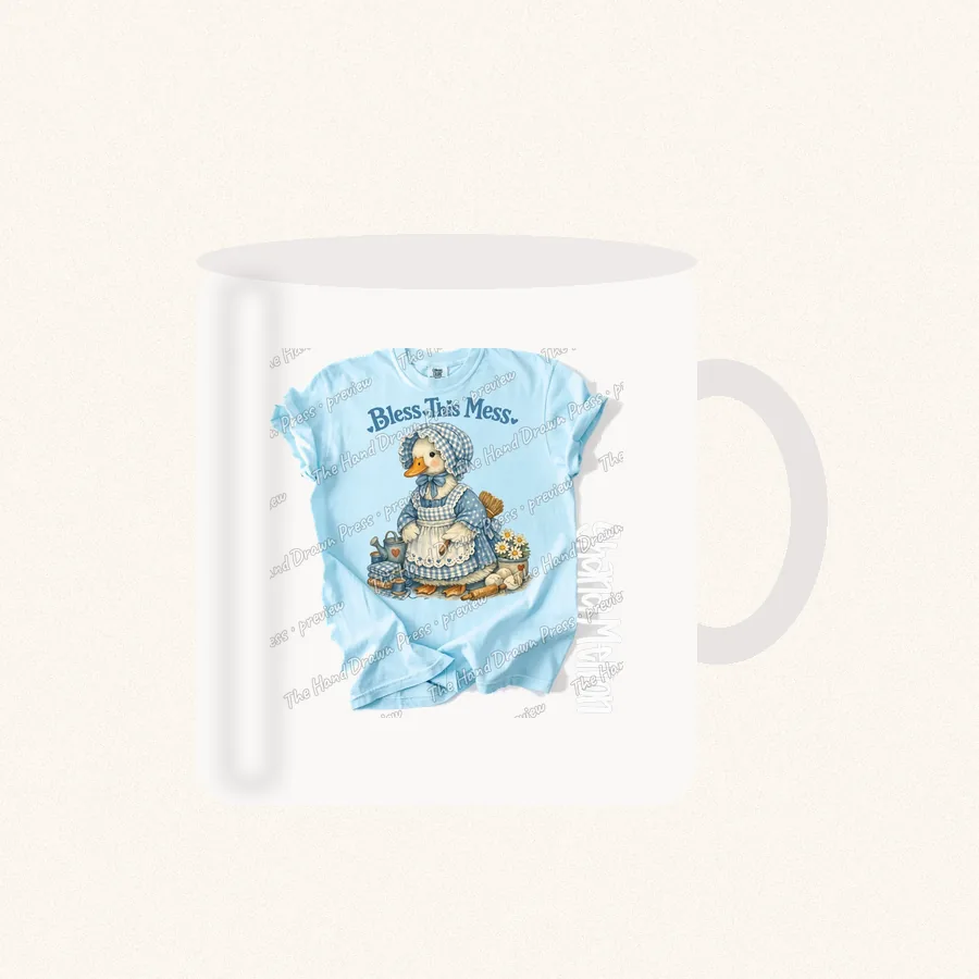 Bless This Mess Duck design on a 11 oz mug