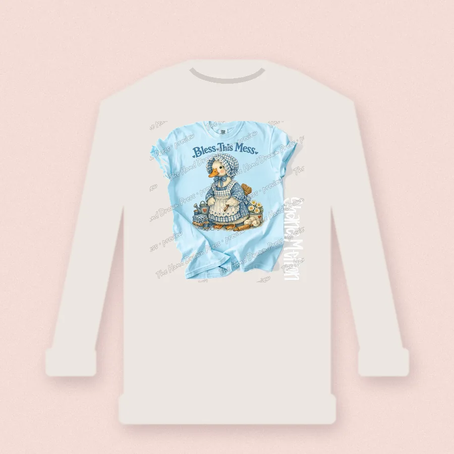 Bless This Mess Duck design on a crewneck sweatshirt