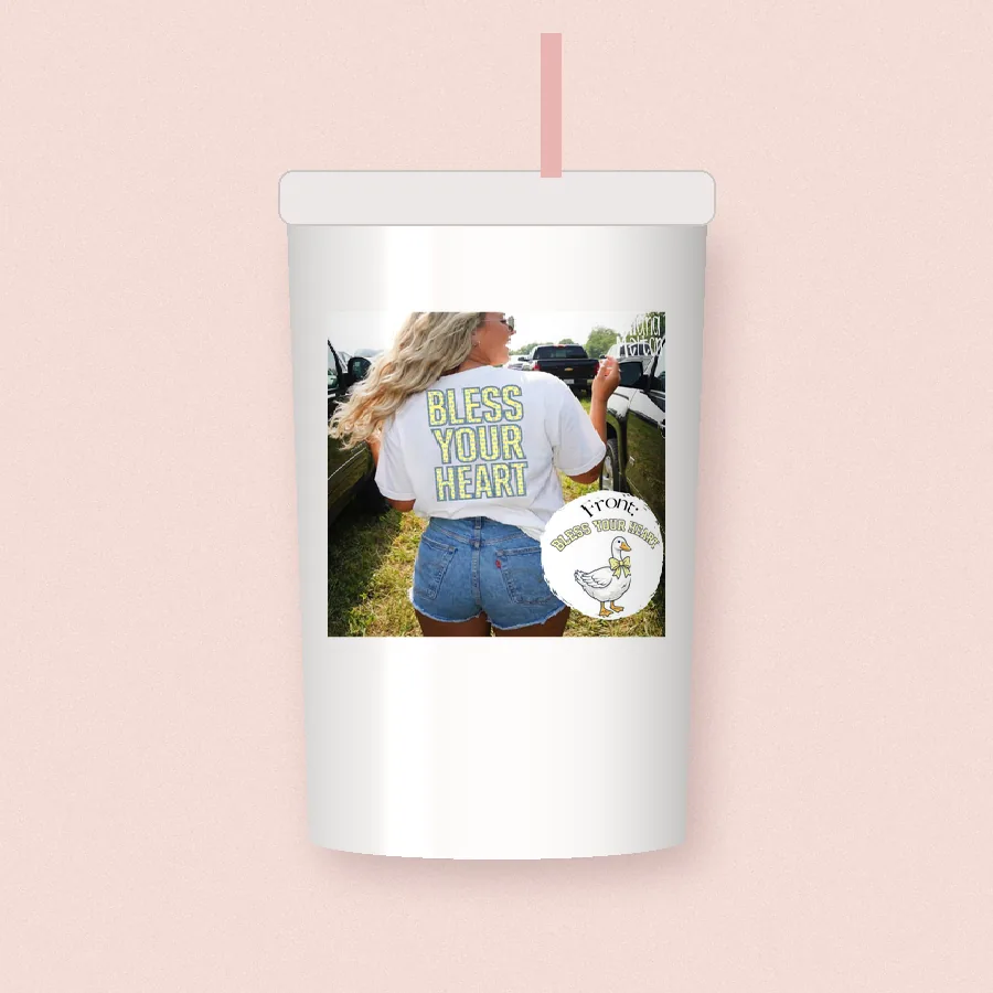 Bless Your Heart Goose sublimation design on a skinny tumbler