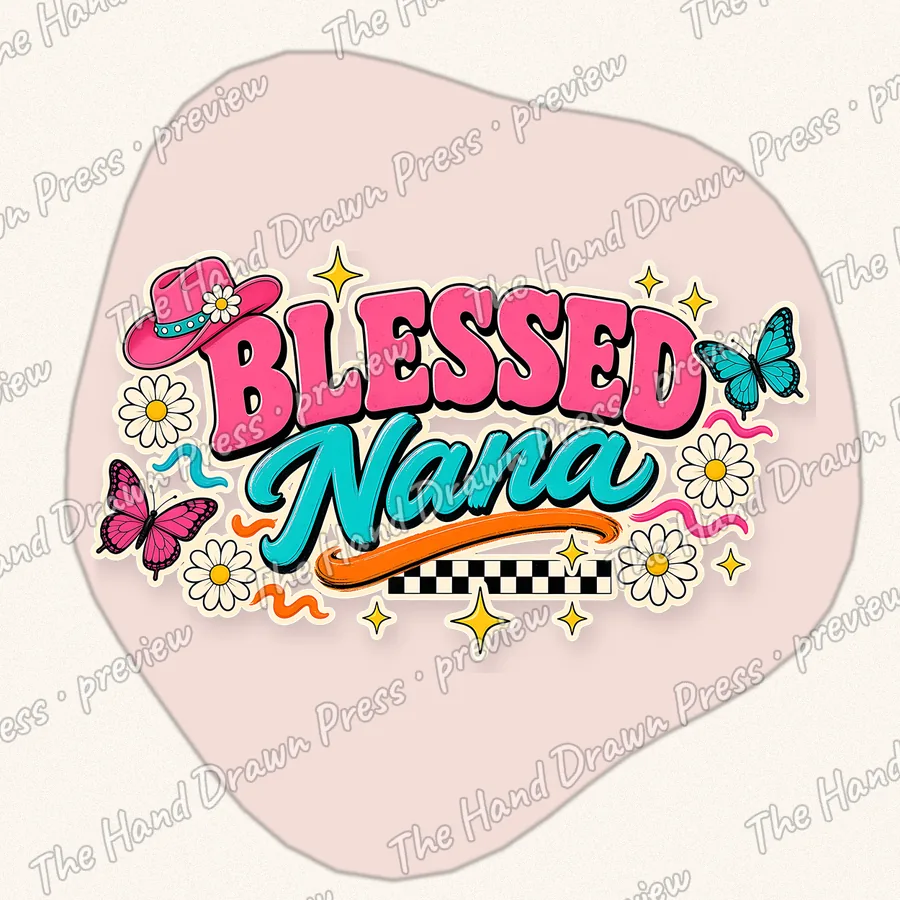 Blessed Nana Western hand drawn PNG design