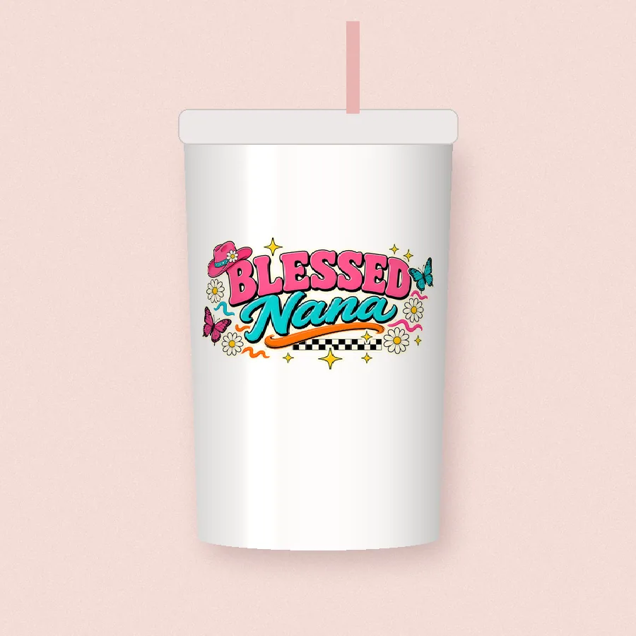 Blessed Nana Western sublimation design on a skinny tumbler