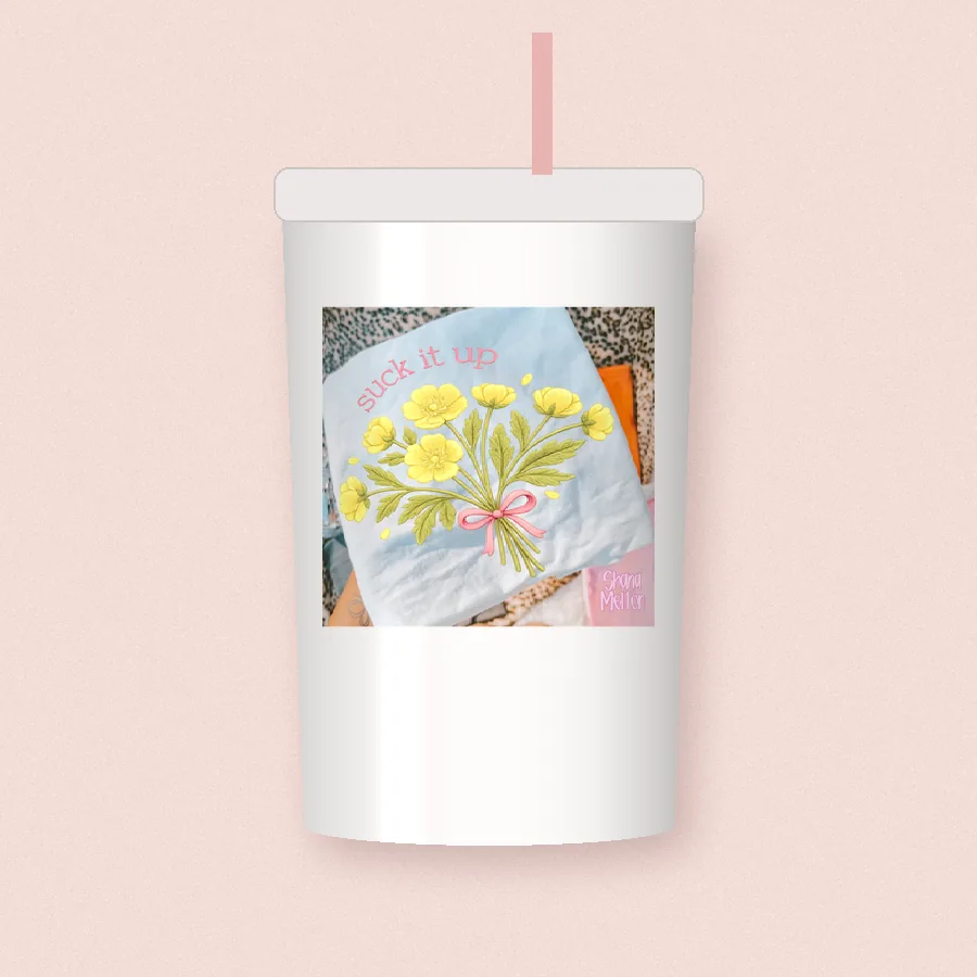 Bloom Where Planted Bouquet sublimation design on a skinny tumbler