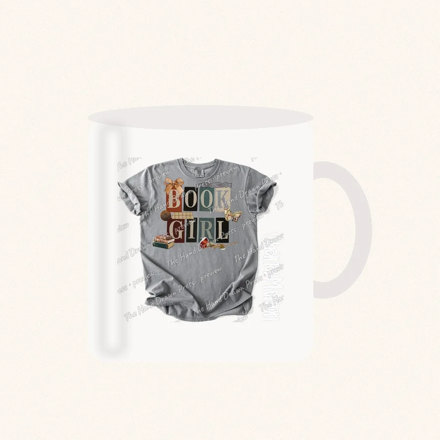 Book Girl design on a 11 oz mug
