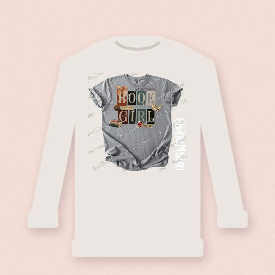 Book Girl design on a crewneck sweatshirt