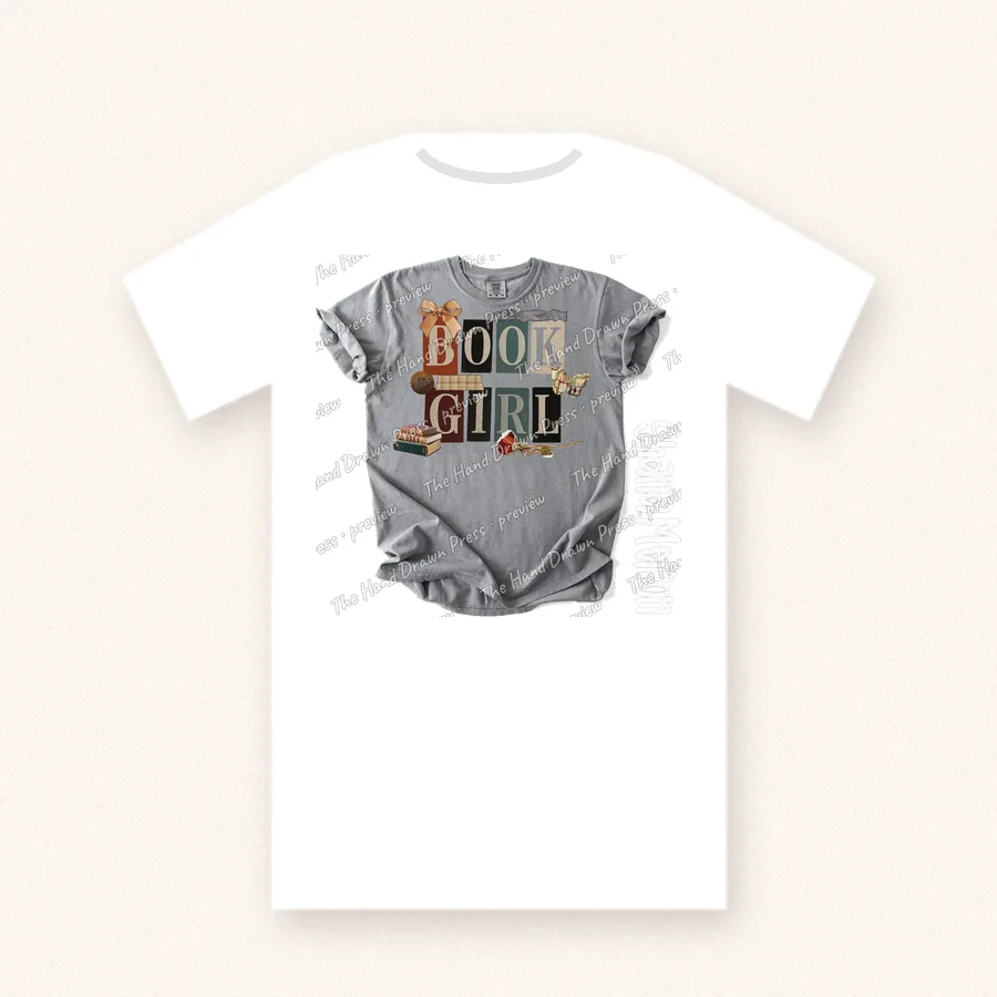 Book Girl design on a unisex t-shirt
