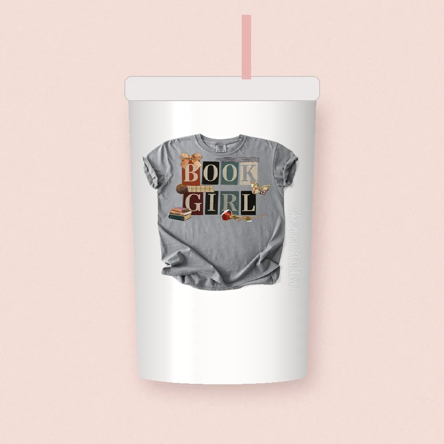 Book Girl design on a 20 oz tumbler