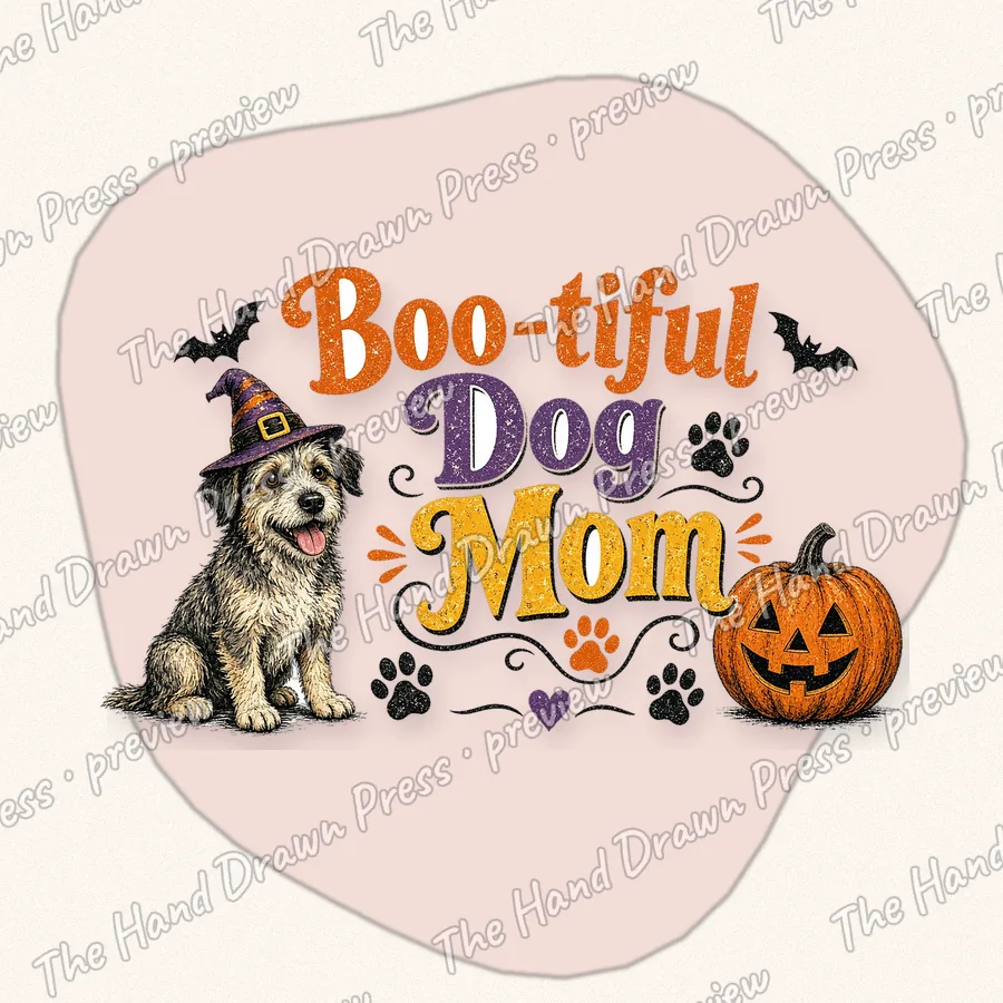 Boo-tiful Dog Mom hand drawn PNG design