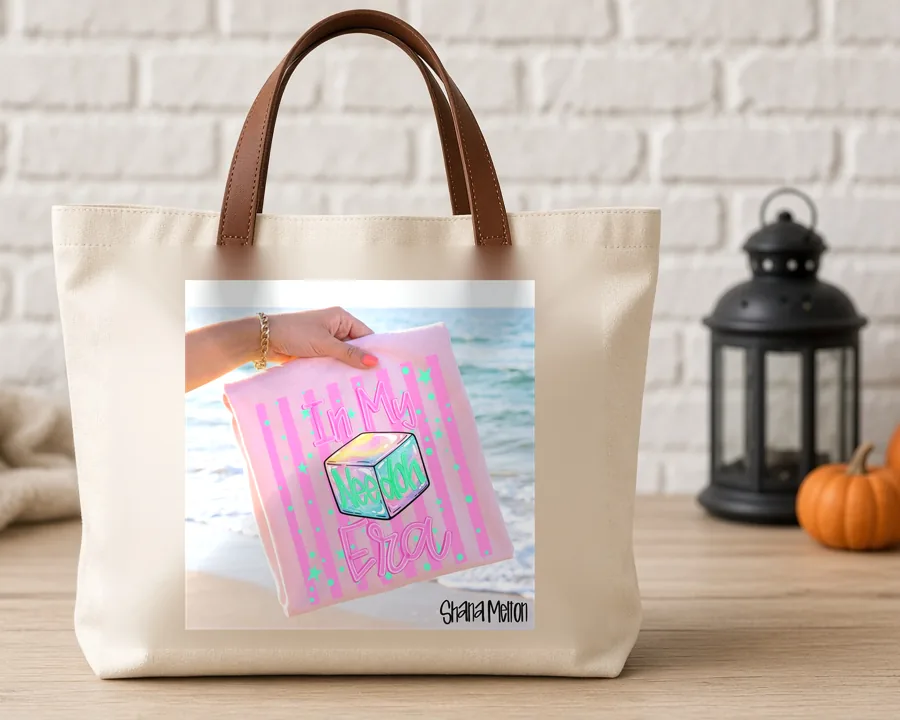 Butter Box Stripes PNG design on a canvas tote bag