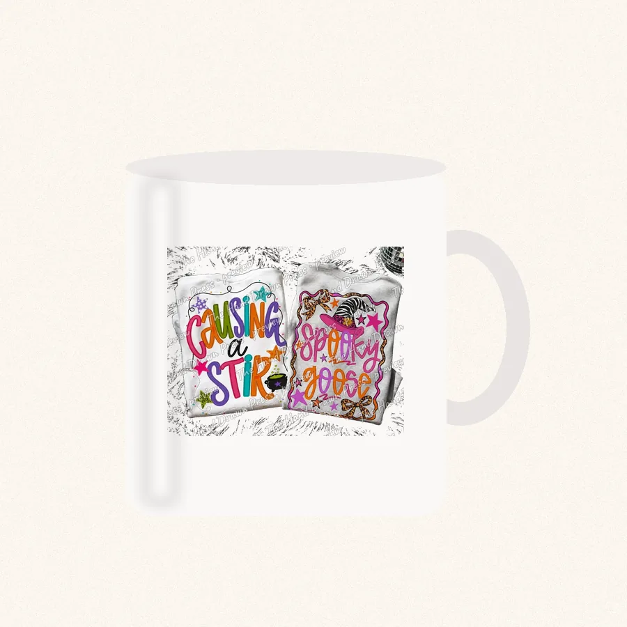 Causing a Stir Spooky Babe design on a 11 oz mug