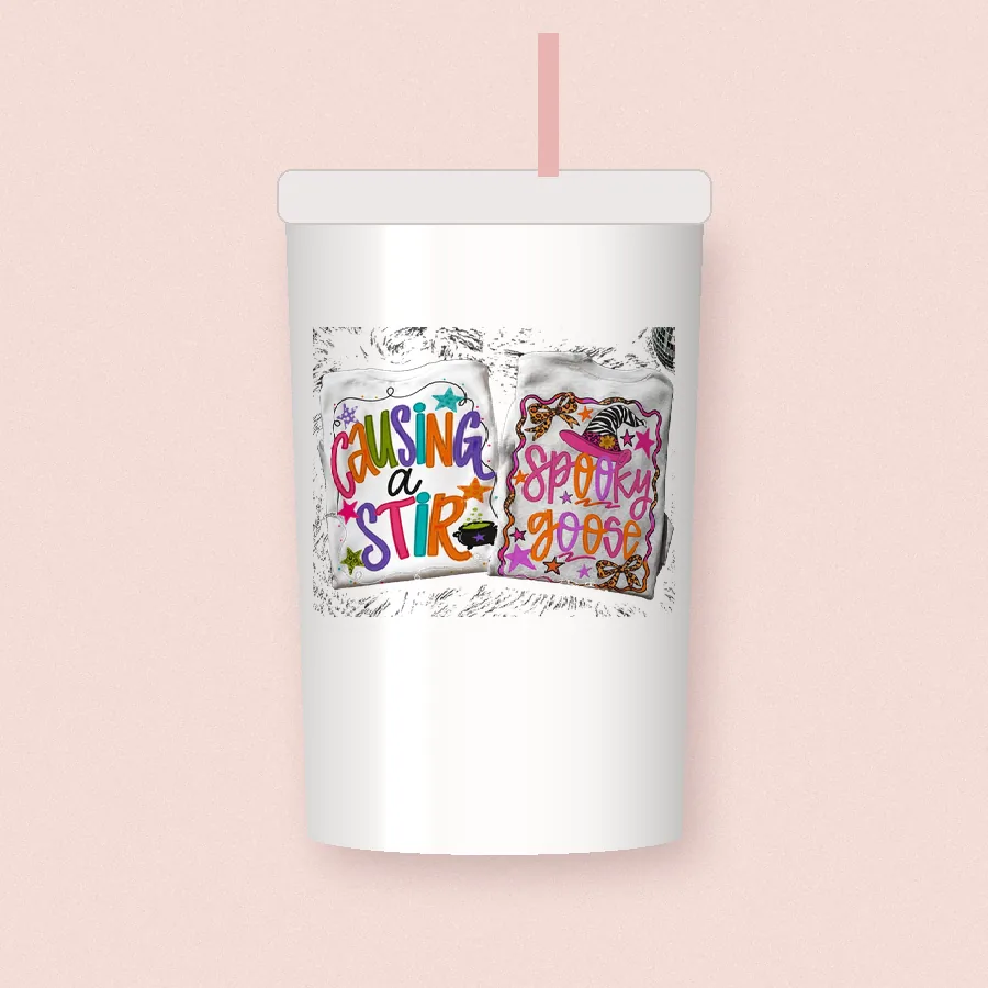 Causing a Stir Spooky Babe design on a 20 oz tumbler