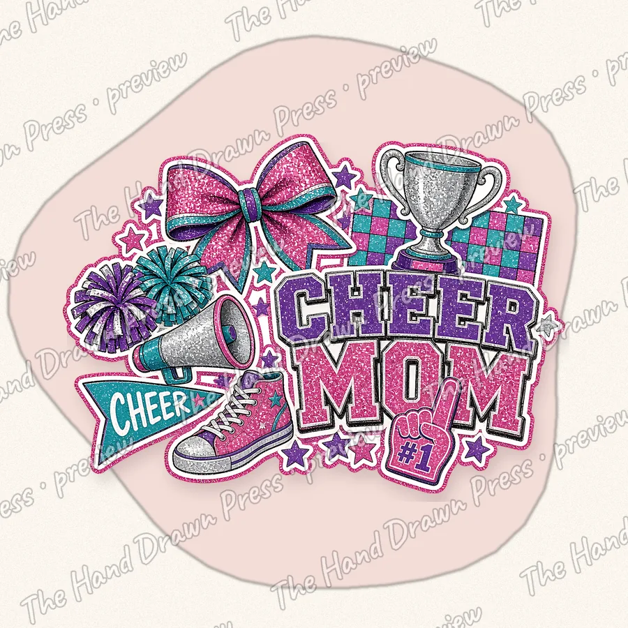 Cheer Mom Collage hand drawn PNG design