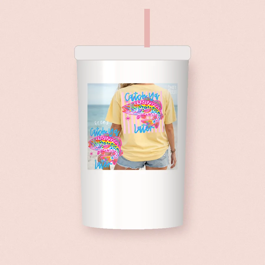 Coastal Cowgirl Tee sublimation design on a skinny tumbler