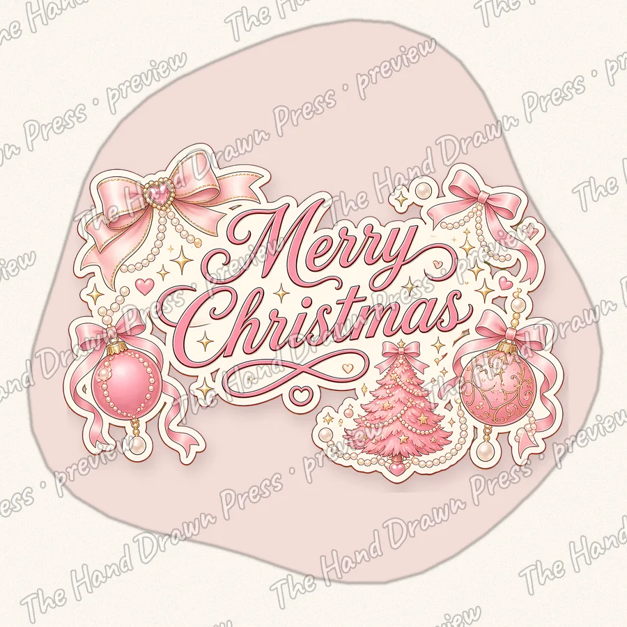 Coquette Bow Christmas hand drawn PNG design