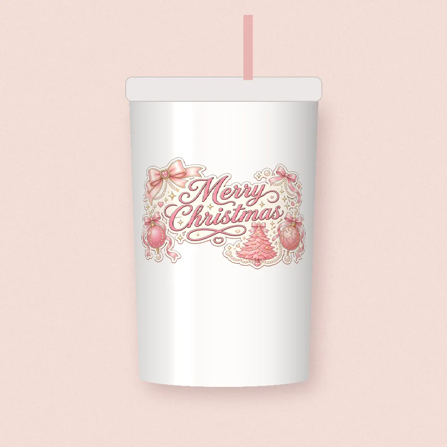 Coquette Bow Christmas PNG design on a tumbler