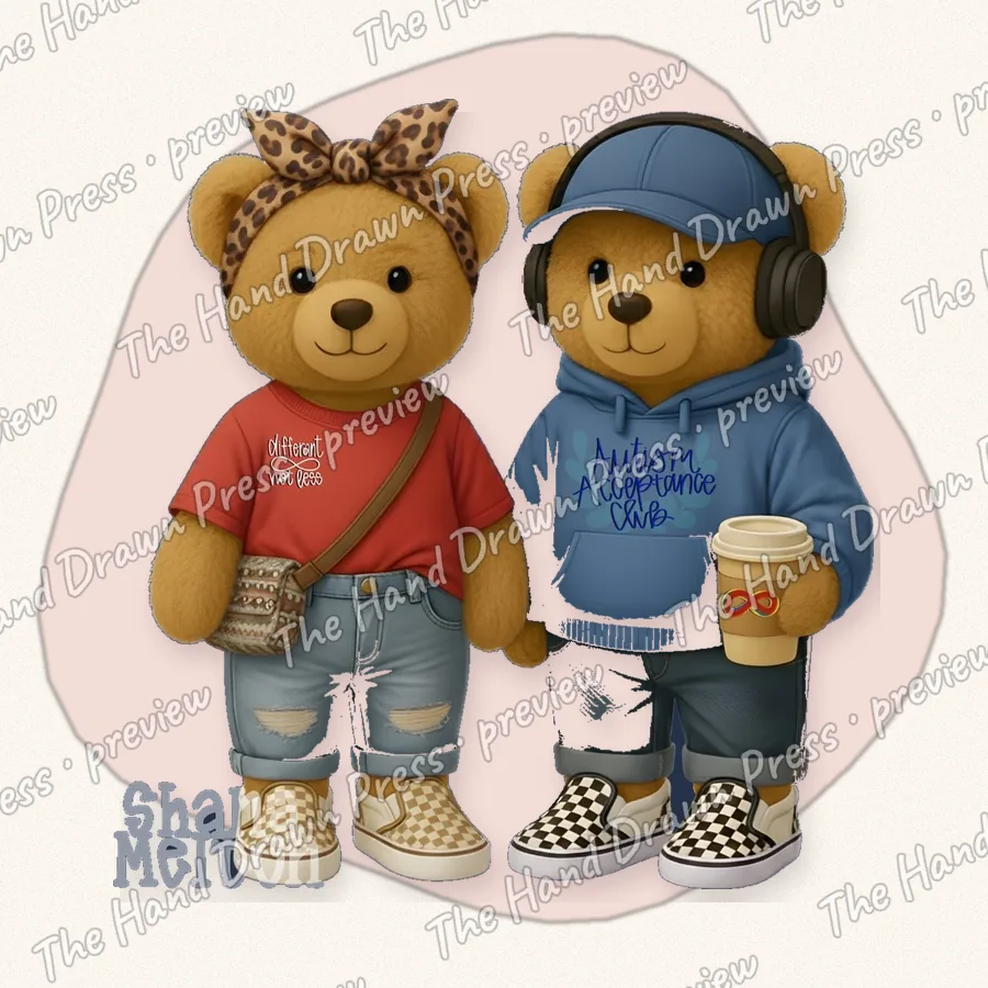 Cozy Teddy Bear Friends hand drawn PNG design