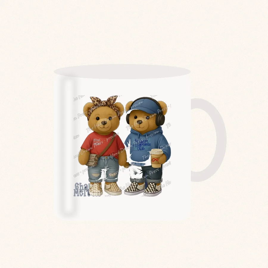 Cozy Teddy Bear Friends design on a 11 oz mug
