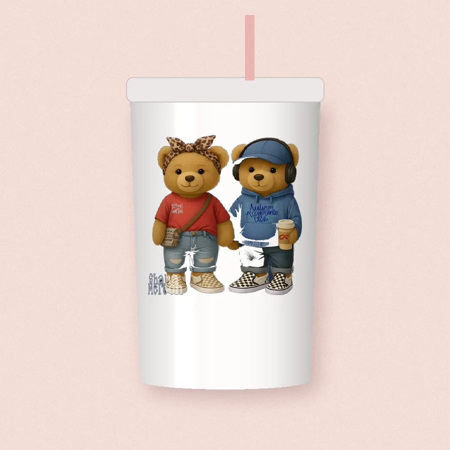 Cozy Teddy Bear Friends design on a 20 oz tumbler
