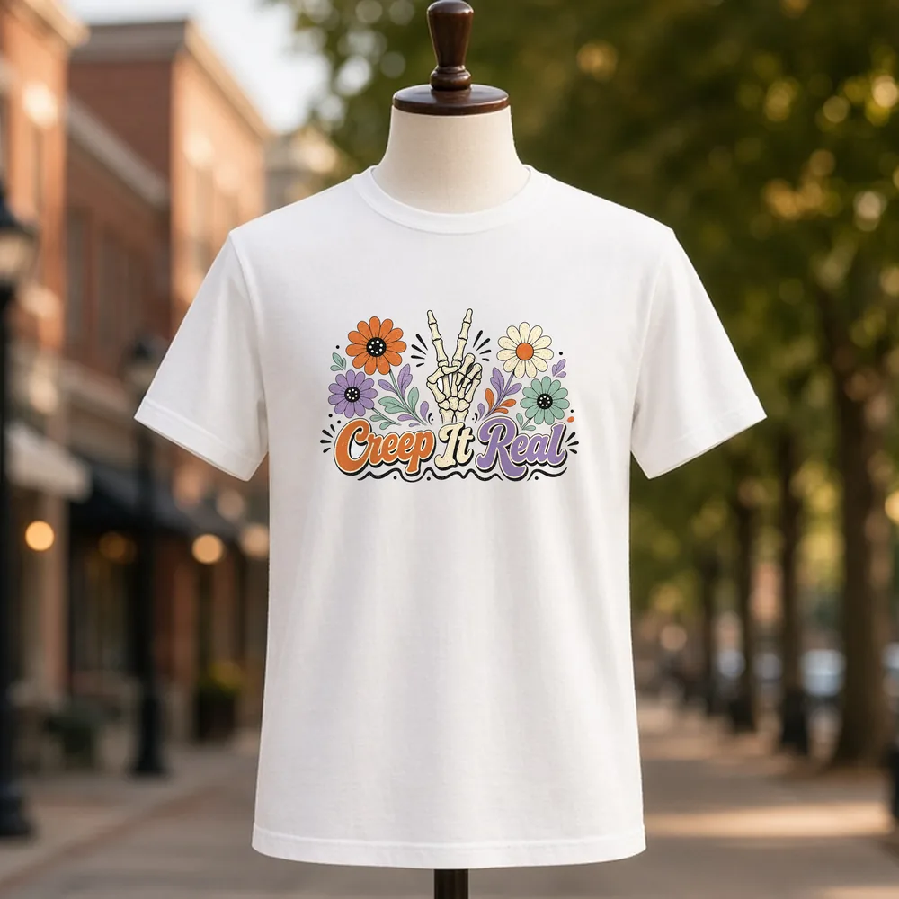 Creep It Real PNG on a white t-shirt