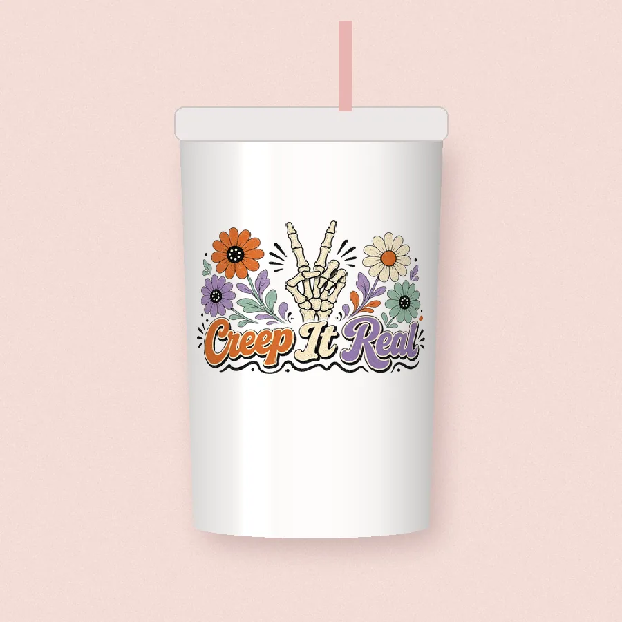 Creep It Real sublimation design on a skinny tumbler