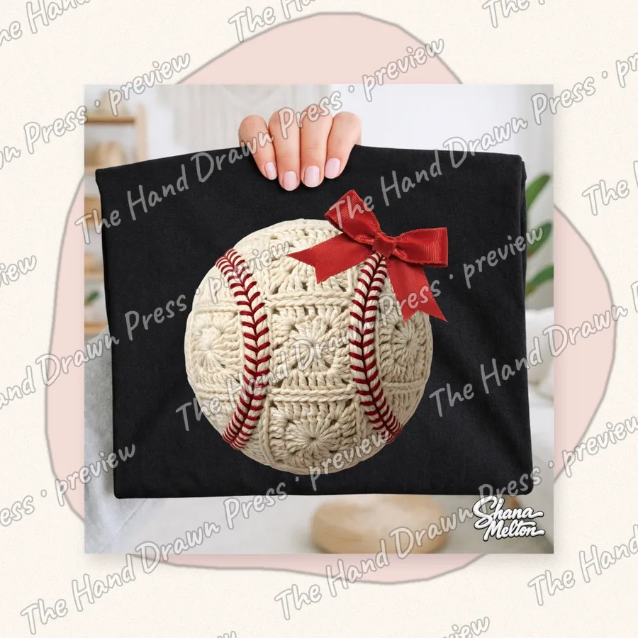 Crochet Baseball Bow