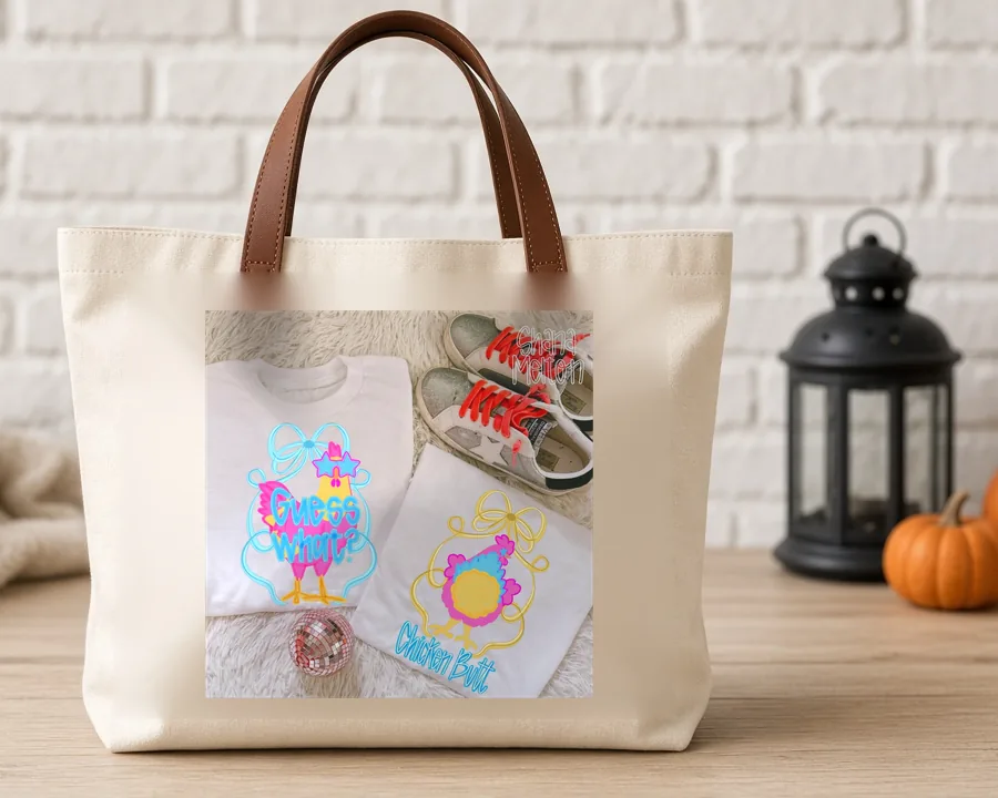 Darling Birdie PNG design on a canvas tote bag