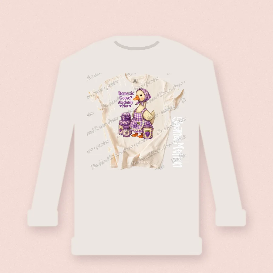Domestic Goose Society design on a crewneck sweatshirt
