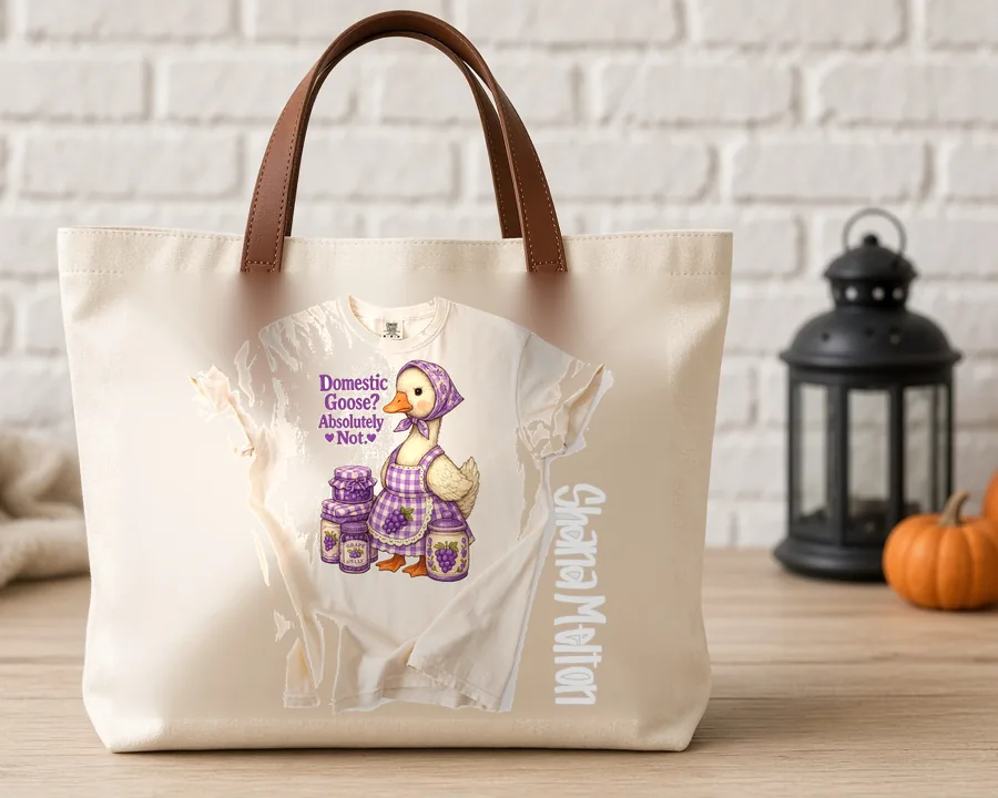 Domestic Goose Society design on a cotton tote bag