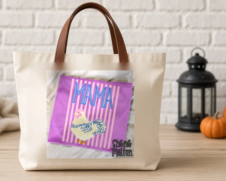 Doodle Mama PNG design on a canvas tote bag