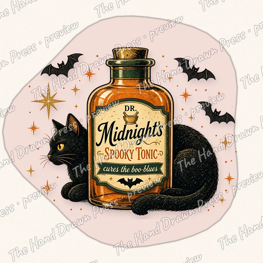 Dr Midnight Spooky Tonic hand drawn PNG design