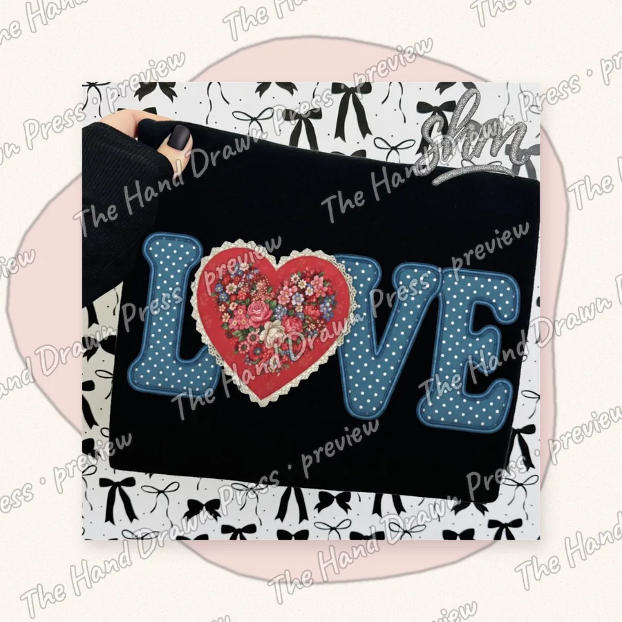 Faux Stitch Love hand drawn PNG design
