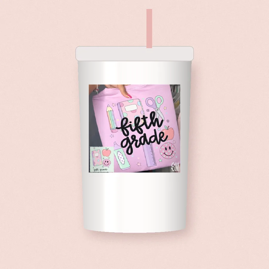 Fifth Grade Teacher Doodles sublimation design on a skinny tumbler