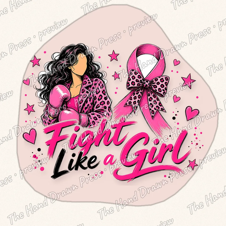Fight Like a Girl Pink Ribbon hand drawn PNG design