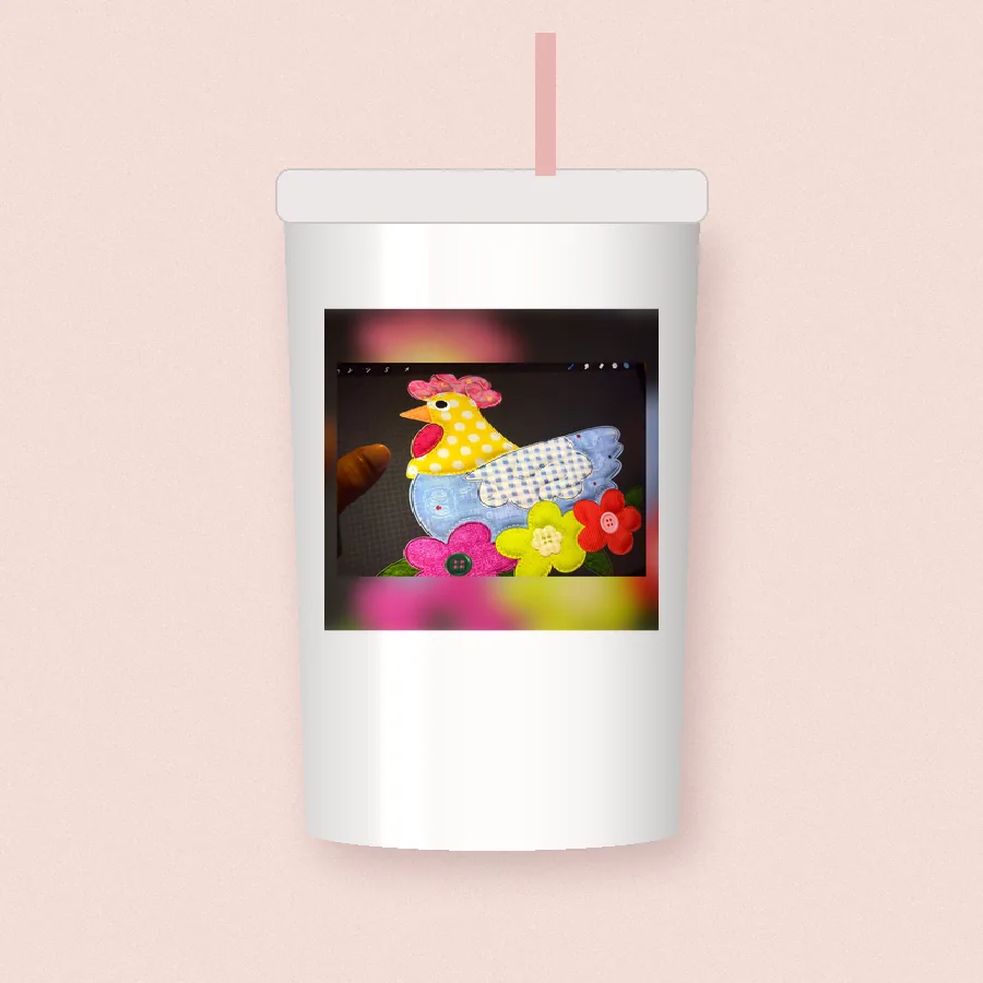 Floral Easter Chicken sublimation design on a skinny tumbler