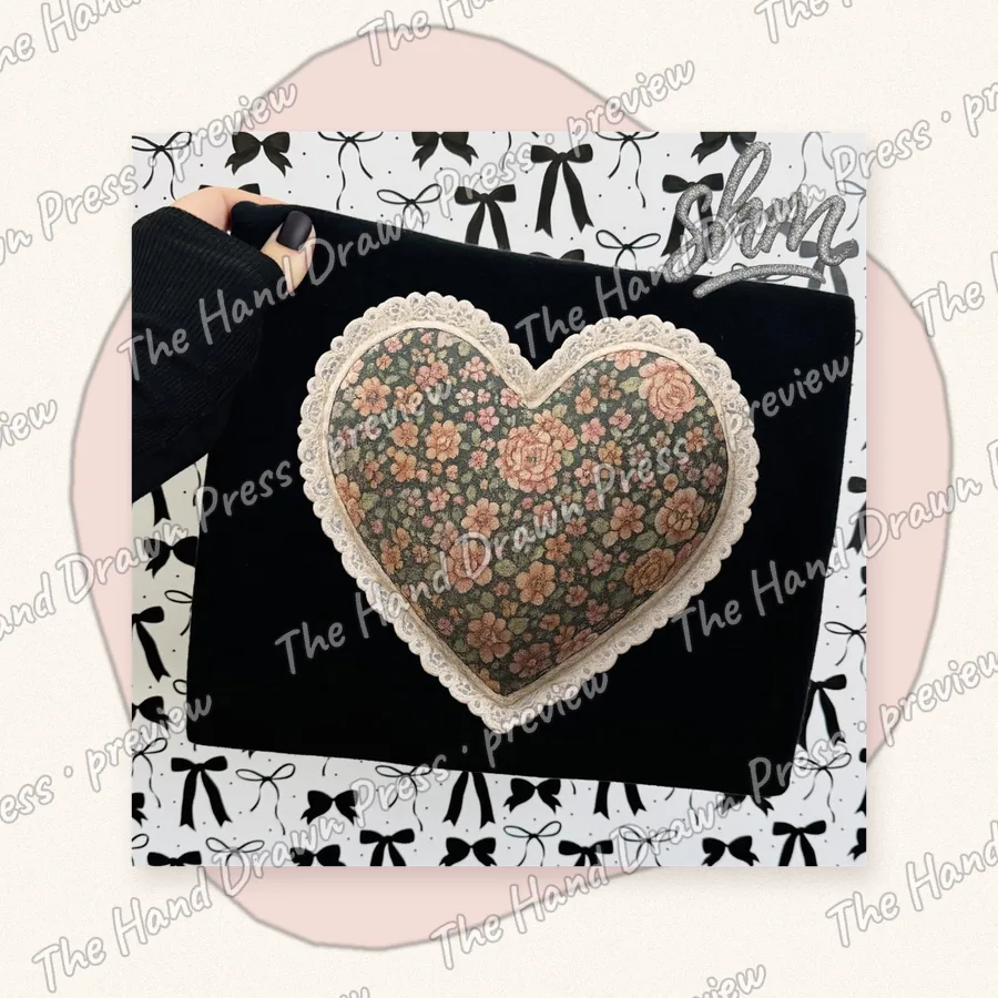 Floral Quilted Heart hand drawn PNG design