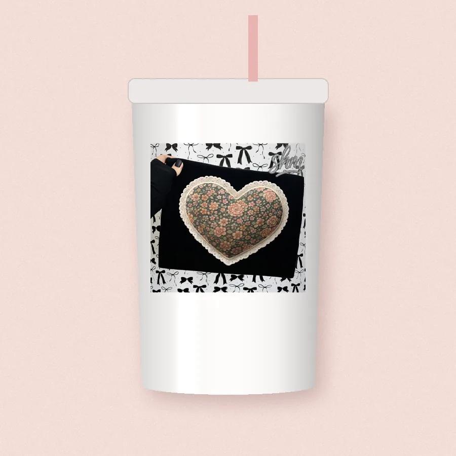 Floral Quilted Heart sublimation design on a skinny tumbler