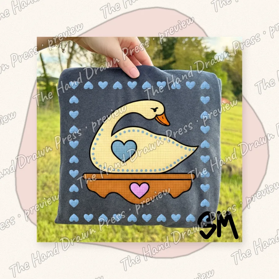 Folk Quilt Swan hand drawn PNG design