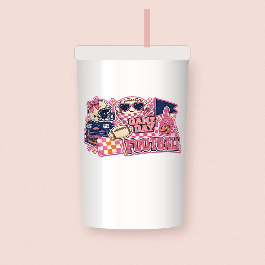 Game Day Football Collage sublimation design on a skinny tumbler