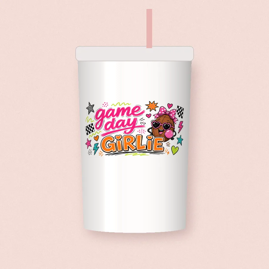 Game Day Girlie sublimation design on a skinny tumbler